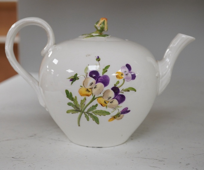 A 20th century Meissen teapot and cover, 11cm. Condition - fair to good